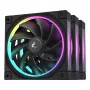 120 mm PC ventilators DeepCool FL12 3-in-1 Melns, 120×25 mm, 2150 RPM, Fluid Dynamic Bearing, PWM, 55 CFM, 32 dB, 3 gab. iepakojums