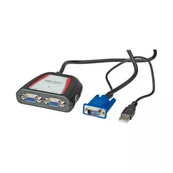 Pārnēsājams VGA video sadalītājs, 2x, 250MHz, VGA, 2x VGA, pelēks, 250 MHz, 0,65 m, 1920 x 1440
