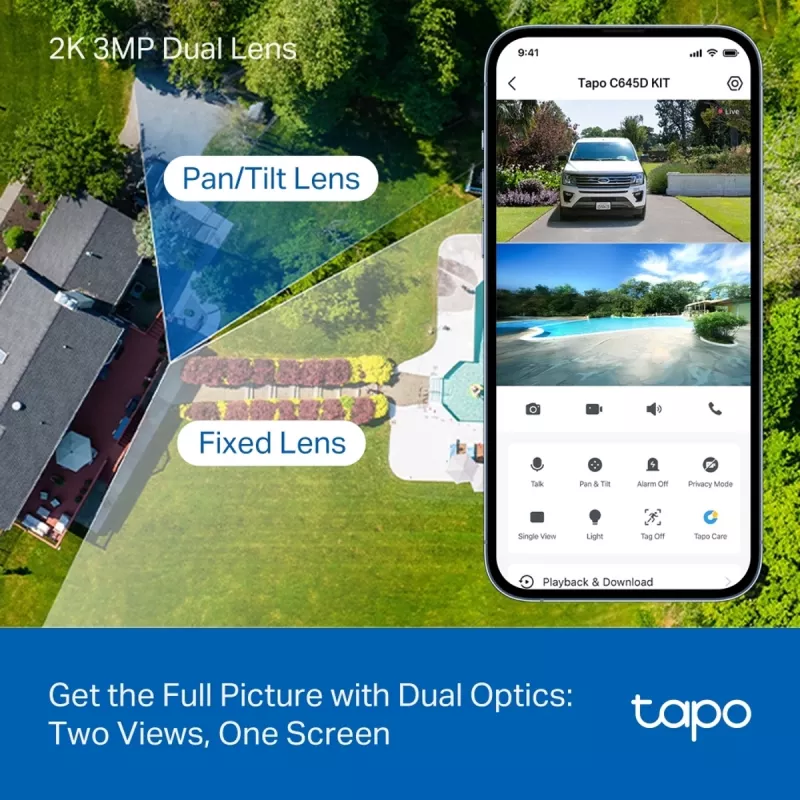 TP-Link Tapo C645D KIT, ar saules enerģiju darbināma pagriežama/noliecama bezvadu kamera, 3MP