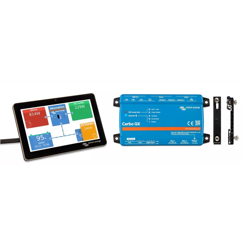 5 collu GX Touch 50 displejs no Victron Energy — skārienekrāna monitors ar Bluetooth savienojumu