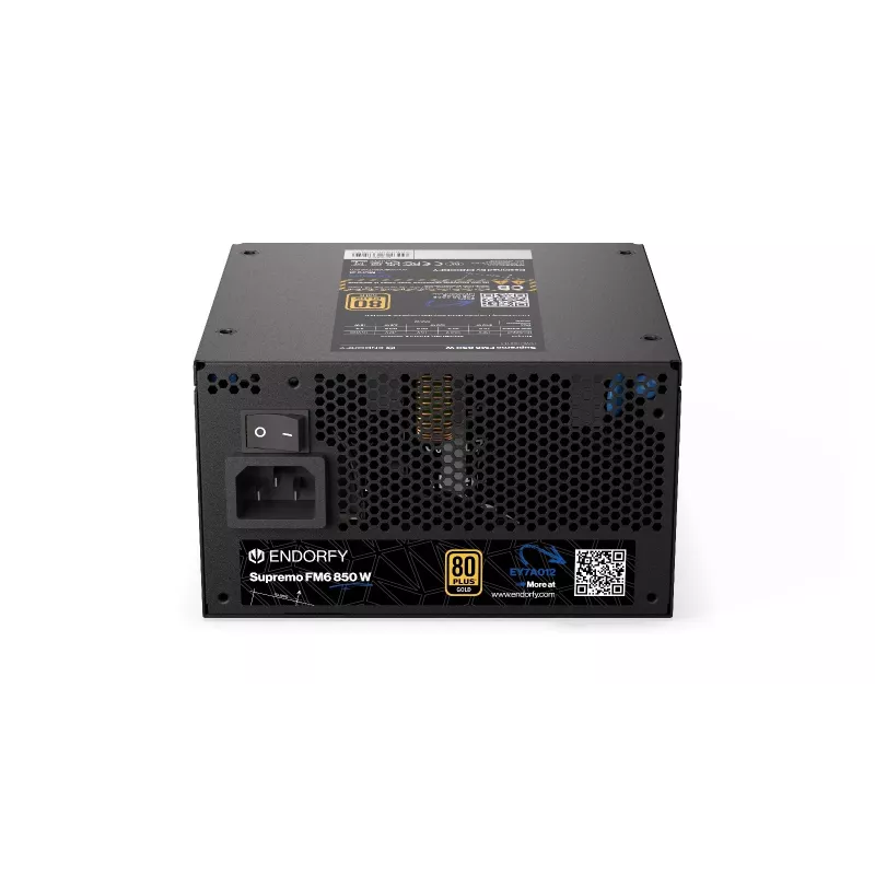ENDORFY Supremo FM6 850 W barošanas bloks, 24-pin ATX, pilnībā modulārs, 80 PLUS Gold, 120 mm ventilators, melns