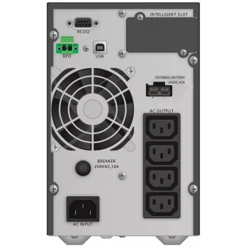 Nepārtrauktas barošanas avots PowerWalker VFI 1000 TGB — 1 kVA (900 W), dubultās pārveidošanas tiešsaistes režīmā, 4× C13 izejas, USB, RS-232, EPO