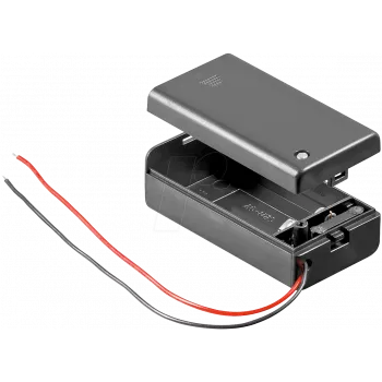Wentronic Goobay 1x 9V bloka bateriju turētājs, melns - vaļēji kabeļu gali, ūdensnecaurlaidīgs (48171)
