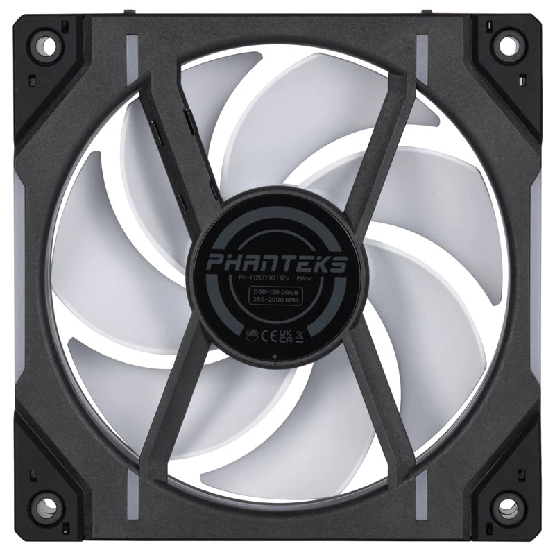 Phanteks D30 120mm ARGB PWM korpusa ventilatori - melns, 3 gab.