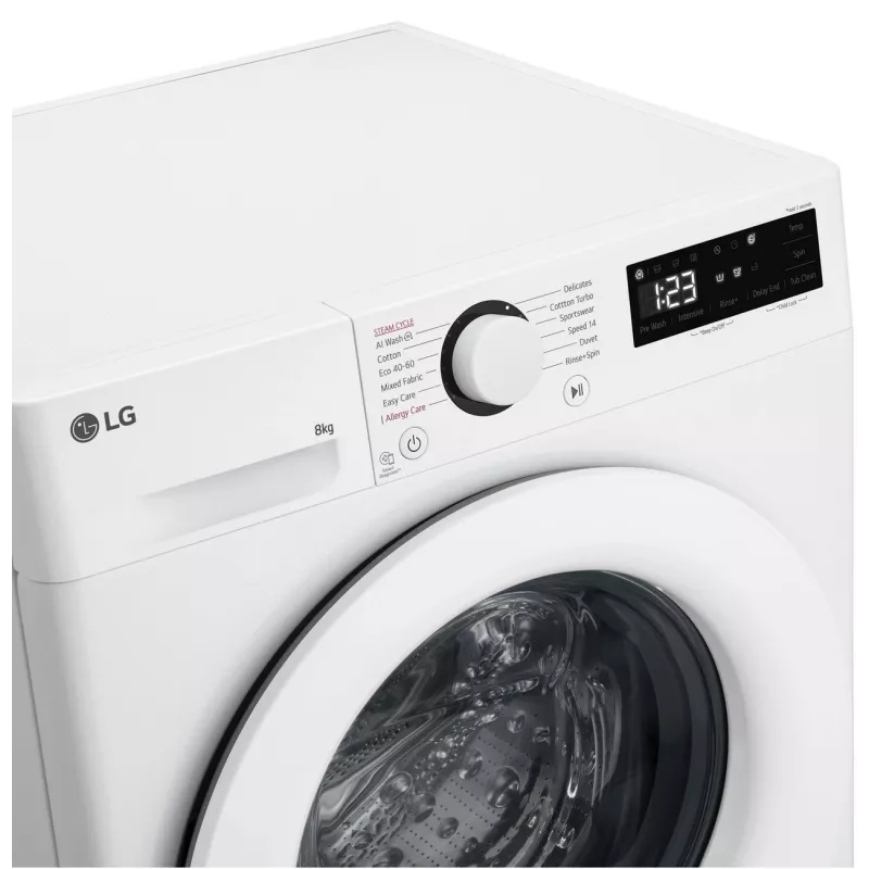 LG | Veļas mazgājamā mašīna | F2WR508SWW | Energoefektivitātes klase A-10% | Priekšējā ielāde | Mazgāšanas ietilpība 8 kg | 1200 apgr./min | Dziļums 47.5 cm | Platums 60 cm | Displejs | LED | Tvaika funkcija