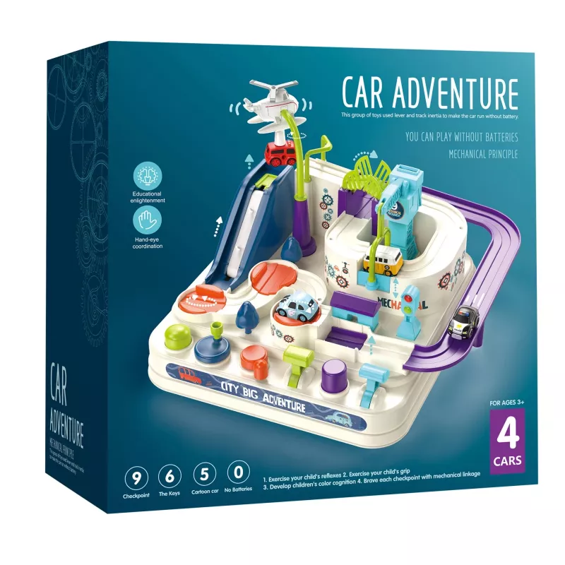 Rotaļu sacīkšu trases komplekts Extralink TOYS — viedās automašīnas spēļu komplekts, modulāras trases detaļas, ar baterijām darbināmi transportlīdzekļi