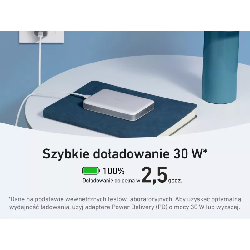 Anker MagGo Power Bank 10K Magnetic Wireless White, Balts