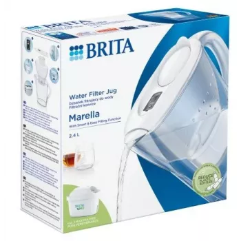 Ūdens filtra krūze BRITA Marella ar Maxtra Pro kārtridžu, 2,4 L ūdens tvertne, balta, ergonomisks rokturis