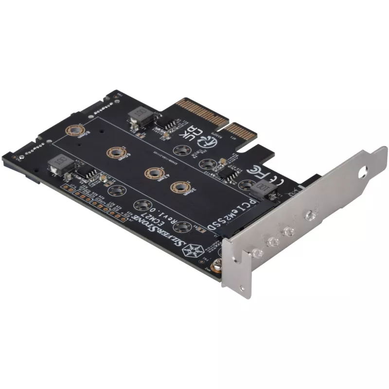 Silverstone SST-ECM27 M.2/SATA adapterkarte, PCIe 4.0, 1x M-Key, 2x SATA 6G - zema profila