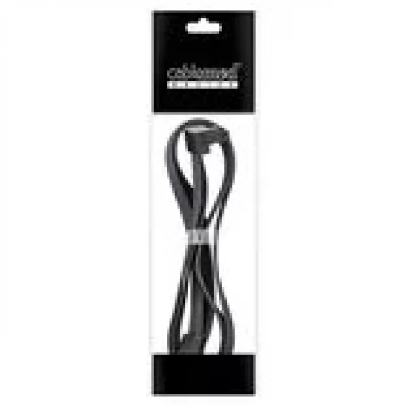 CableMod Basics Universal 12V 2x6 kabelis, 90° savienotājs, 16 kontakti uz 16 kontaktiem - melns, 60 cm, var. B