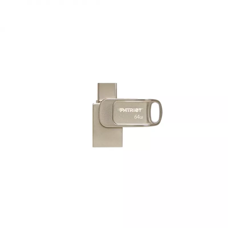 USB zibatmiņa PATRIOT PS64GT560DS5D 64 GB USB 3.2 (USB-A & USB-C), grozāms cinka sakausējuma korpuss, sudraba krāsa