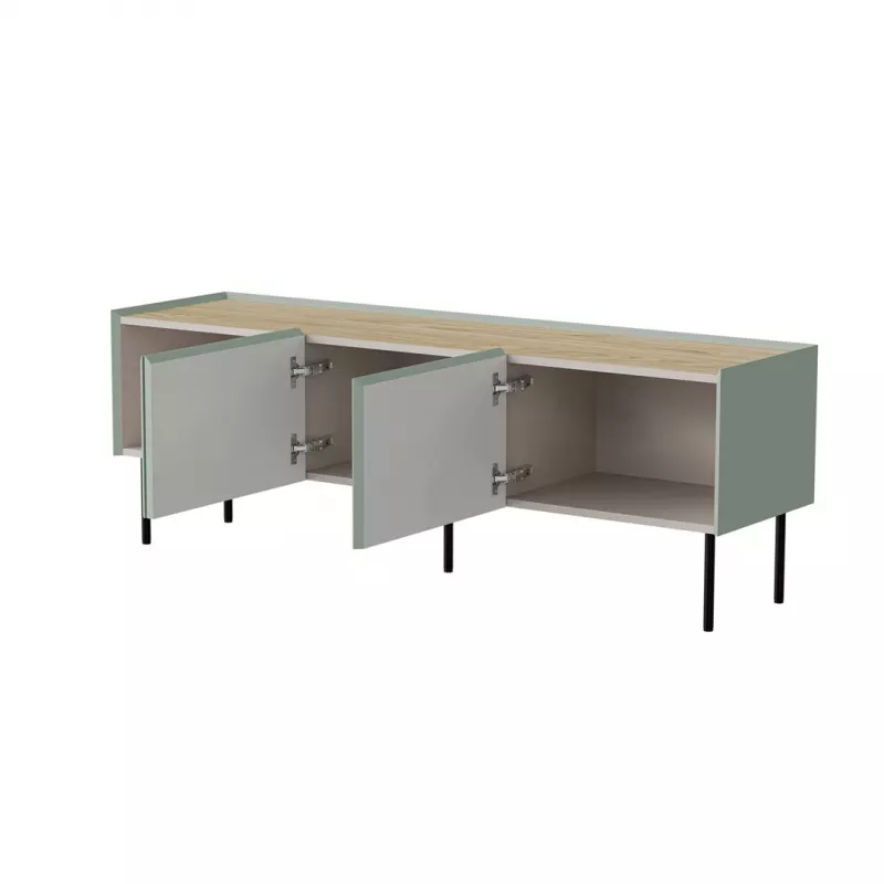 Cama FELLINI TV skapis 150x40x52 olīvzaļš + eļļota ozola virsma