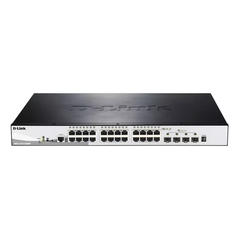D-Link DGS-1510-28XMP pārvaldīts L2/L3 Gigabit Ethernet (10/100/1000) Power over Ethernet (PoE) Melns, Pelēks