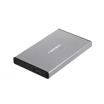 Ārējais HDD/SSD korpuss NATEC Rhino GO — 2,5 collu SATA, 9,5 mm, USB 3.0, alumīnijs, pelēks, līdz 4 TB
