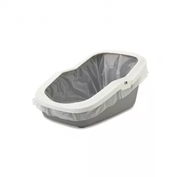 Atvērtā kaķu tualete Savic Aseo pelēki balta 560×390×275 mm kaķiem, plastmasa, 2 kg