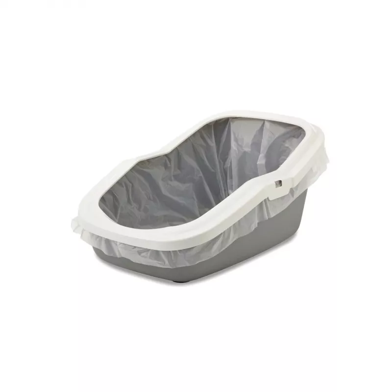 Atvērtā kaķu tualete Savic Aseo pelēki balta 560×390×275 mm kaķiem, plastmasa, 2 kg
