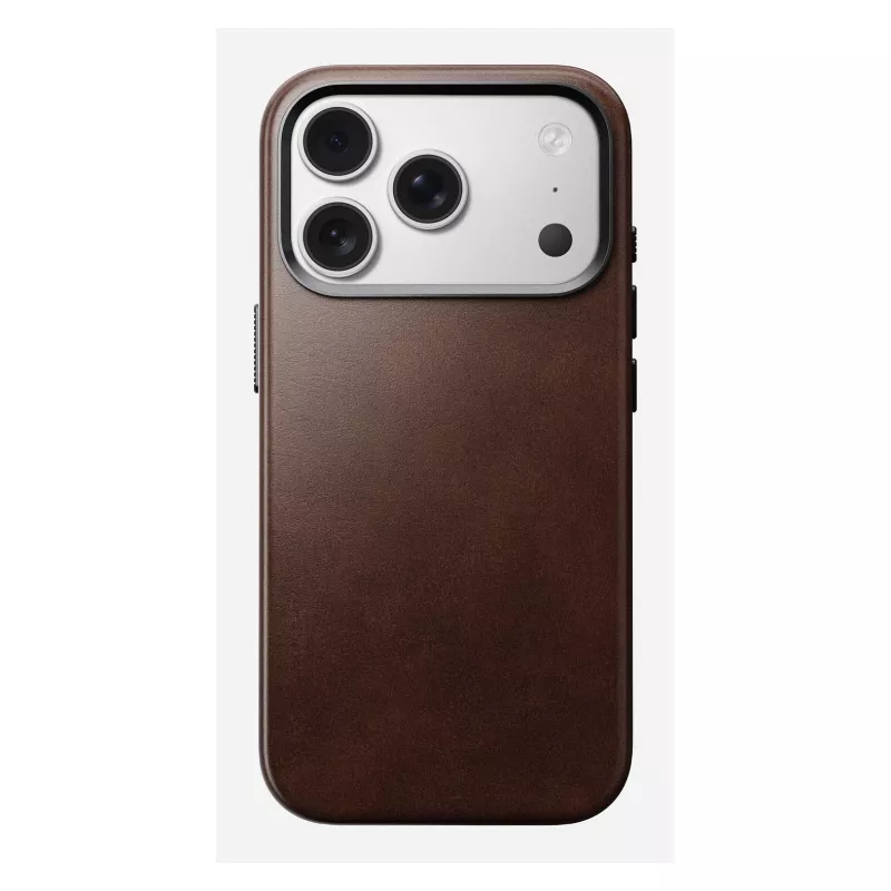 Mobilā tālruņa vāciņš Nomad Traditional Leather vāciņš iPhone 17 Pro, ādas mikrošķiedras, piemērots 6,3 collu (16 cm), brūns