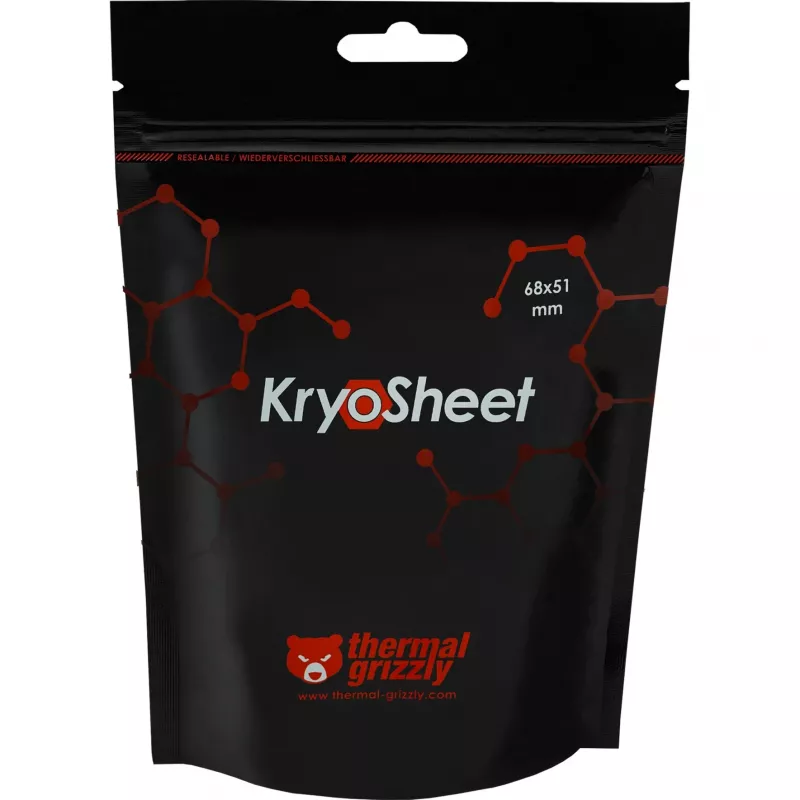 Termopastas paliktnis Thermal Grizzly KryoSheet 68×51 mm antracīta, 1 g