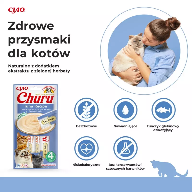 INABA Churu Tunča recepte - kaķu našķi - 4x14 g