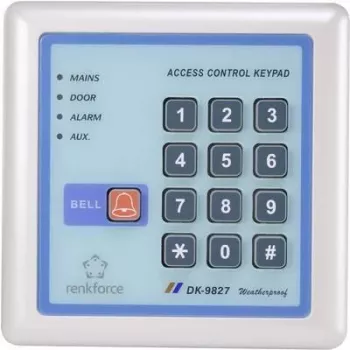 Elektroniska koda slēdzene Renkforce 1582598 12 V IP65 ar izgaismotu tastatūru, laikapstākļiem izturīga piekļuves kontrole