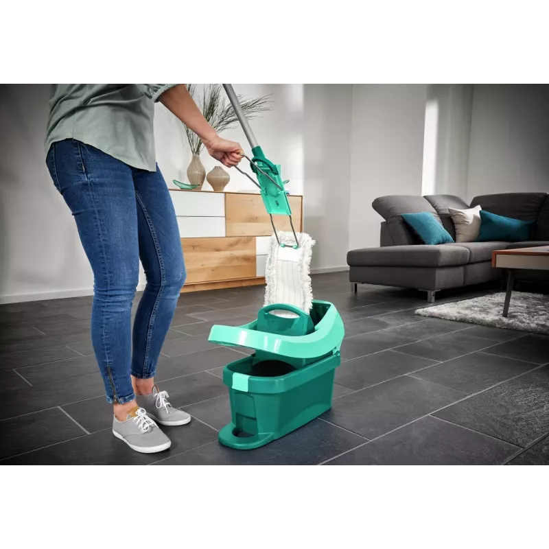 Plakanais mops Leifheit Profi XL cotton plus — 420 mm platums, 360° rotējoša galva, kokvilna/šķiedra, alumīnija rokturis