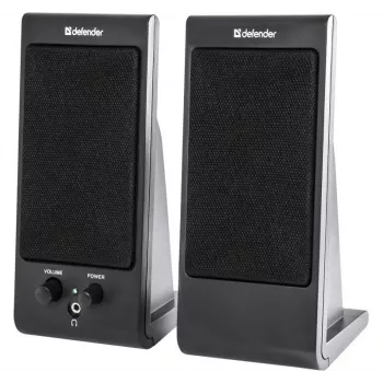 Galda / plaukta skaļruņi DEFENDER SPK-170 2.0, 4 W RMS, vadu USB 5 V, 3,5 mm, melni