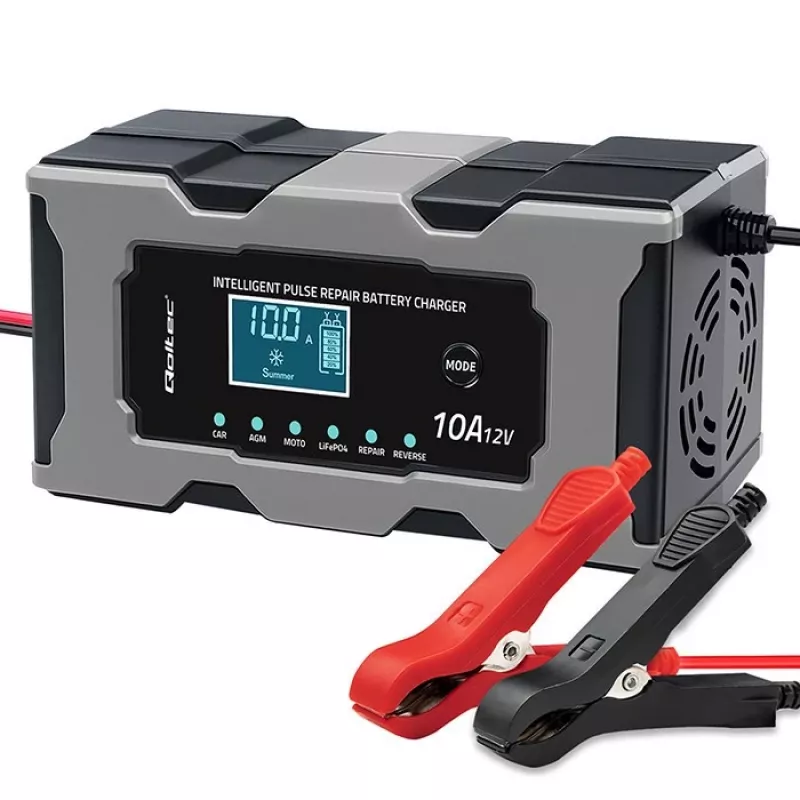 Lādētājs QOLTEC 52493 12V 10A ar remonta funkciju AGM baterijām