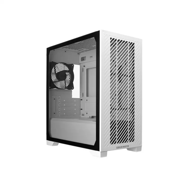 Cooler Master Elite 301 Lite Micro-ATX tornis datora korpuss, rūdīta stikla sānu panelis, balts