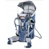 Bērnu pārnēsājamā mugursoma DEUTER Kid Comfort Active — zila, poliamīds, līdz 22 kg, saulessargs, kāju balsts, VariQuick, Lite Air