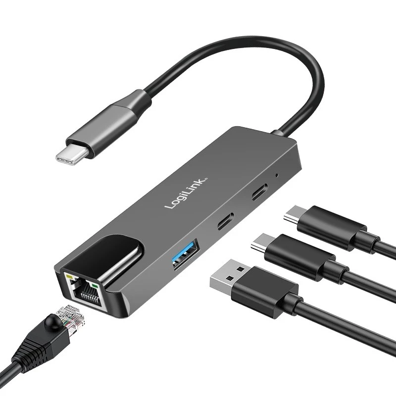 USB3.2 Gen1 centrmezgls, 3 portu ar 2.5G Ethernet
