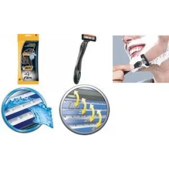 Vienreizējais skuveklis BIC FLEX 4 asmeņu kasetes dizains, vienreiz lietojams skuveklis, modelis 8896951