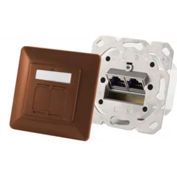 Kontaktligzda 2 x RJ-45 ShiverPeaks 74280-BR — Cat6a, 500 MHz, brūns metāla korpuss