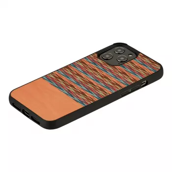 Aizsargājošs telefona maciņš Man and Wood iPhone 12 / 12 Pro — brūns rūtains ar melnu apmali