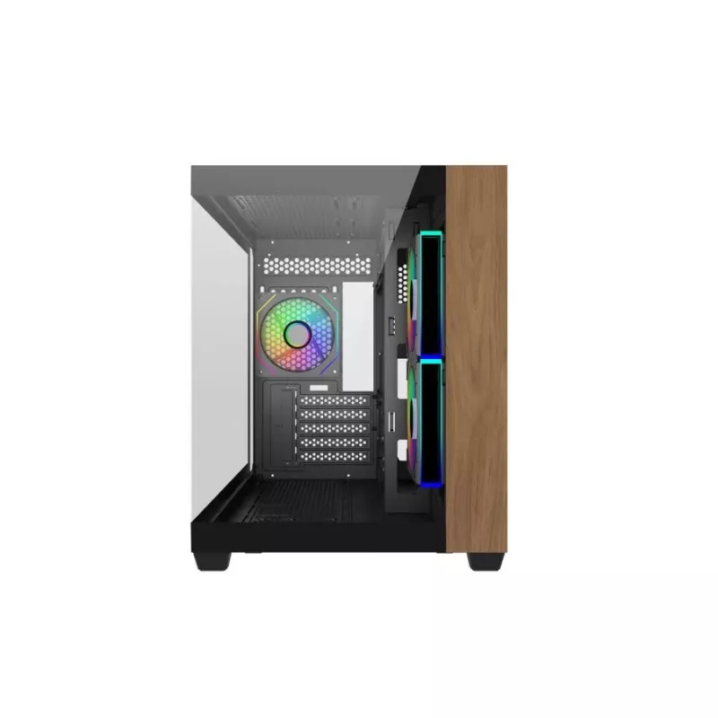 Datora korpuss Cooler Master Elite 481 Wood — divkameru mATX ar dabīga koka dizainu un diviem rūdīta stikla paneļiem