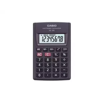 CASIO HL-4A-B 8 ciparu kabatas kalkulators 56x87mm melns