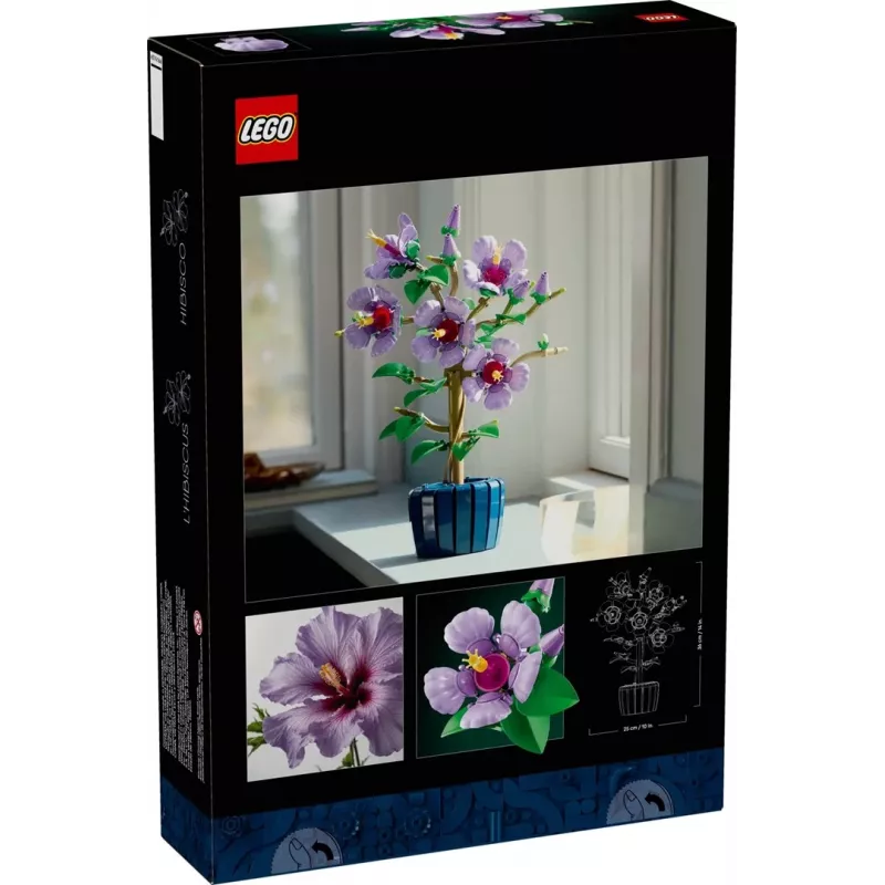 LEGO botāniskais komplekts Hibiscus Flower 10372 – 660 detaļas, vitrīnas modelis, 250×360×130 mm