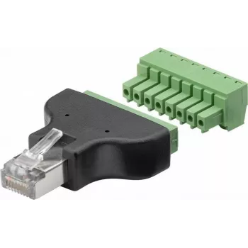 Goobay 76736 kabeļa saskarnes/dzimuma adapteris spaiļu bloks 8 kontaktu RJ-45 melns (76736)