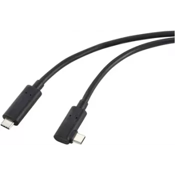Renkforce optiskās šķiedras USB-C®-displeja kabelis USB 3.2 Gen2 USB-C® spraudnis vienā pusē leņķveida 10,00 m melns RF-5625884 (RF-5625884)