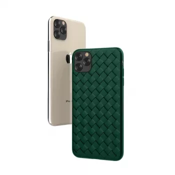 Aizsargājošs mīksts vāciņš Devia iPhone 11 Pro Max ar auduma raksta dizainu, zaļš