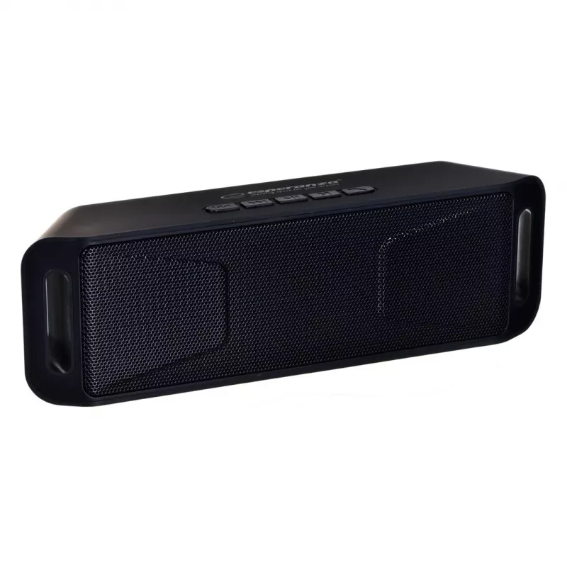 Stereo pārnēsājamais skaļrunis ESPERANZA FOLK melns — 6 W RMS, Bluetooth, MicroSD, LiPo baterija