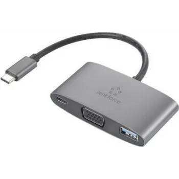 Renkforce USB-C®, VGA adapteris [1x USB-C® spraudnis - 1x USB-C® ligzda (Power Delivery), VGA ligzda, USB 3.2 Gen 1 A tipa ligzda (USB 3.0)] RF-HUB-151 (RF-4754992)