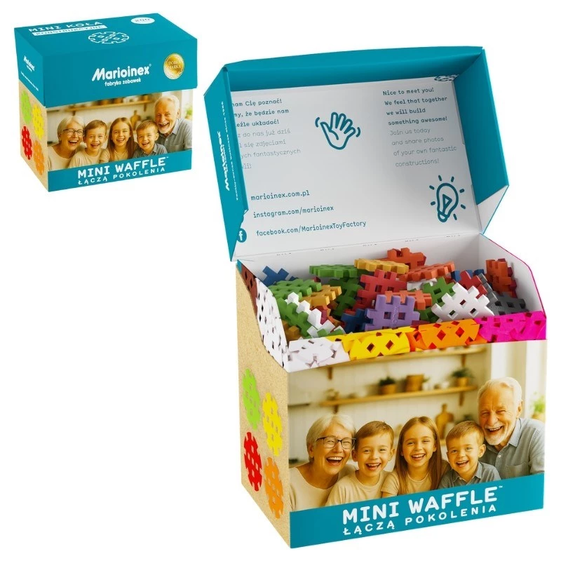 Rotaļlietu celtniecības bloki Marioinex Mini Waffle Building Blocks Senior Set — 200 gab., daudzkrāsains, ieteicamais vecums 6+