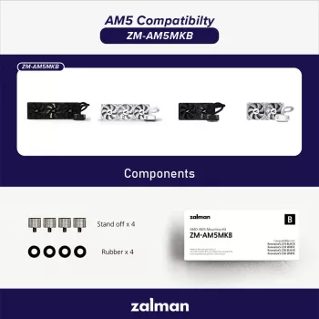 Montāžas komplekts ZALMAN ZM-AM5MKB AMD procesoriem, ligzdas savietojamība ar AM5/AM4 mātesplatēm