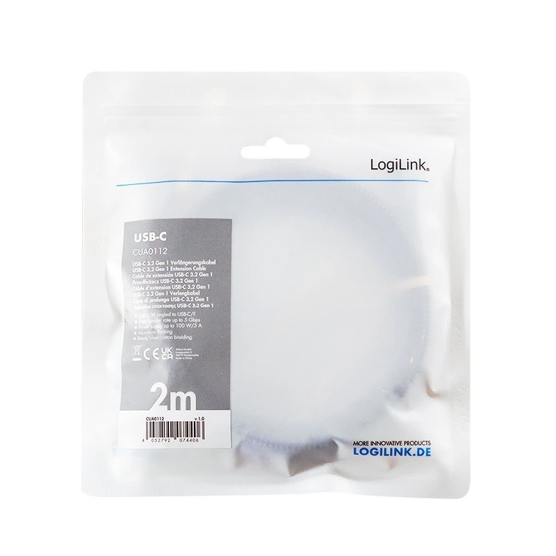 USB3.2 Gen1 kabelis uz USB-C/F, PD, 2m