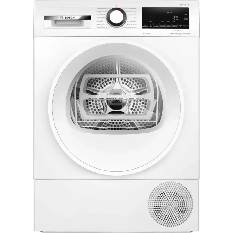 Kondensācijas veļas žāvētājs Bosch WQG145APPL 9 kg, siltumsūknis, 14 programmas, LED displejs, balts