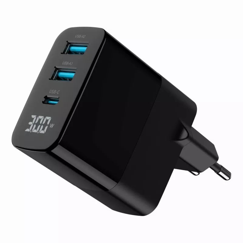 Gembird TA-UC-PDQC30LCD-BK-02 mobilās ierīces lādētājs Universāls Melns AC Ātrā uzlāde Iekštelpām