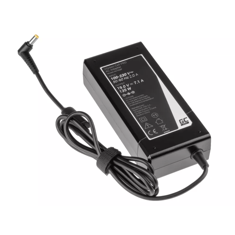 Adapter Green Cell AD102P universāls 135 W, 19 V, 7.1 A, melns, portatīvajiem datoriem