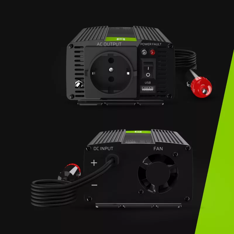 GREEN CELL Auto jaudas pārveidotājs 12V uz 230V 150W/300W Tīrs sinusa vilnis