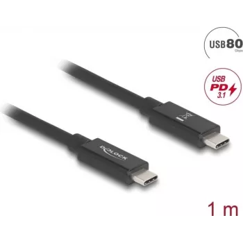 USB kabelis DeLOCK 81211 1 m USB C melns 80 Gbit/s