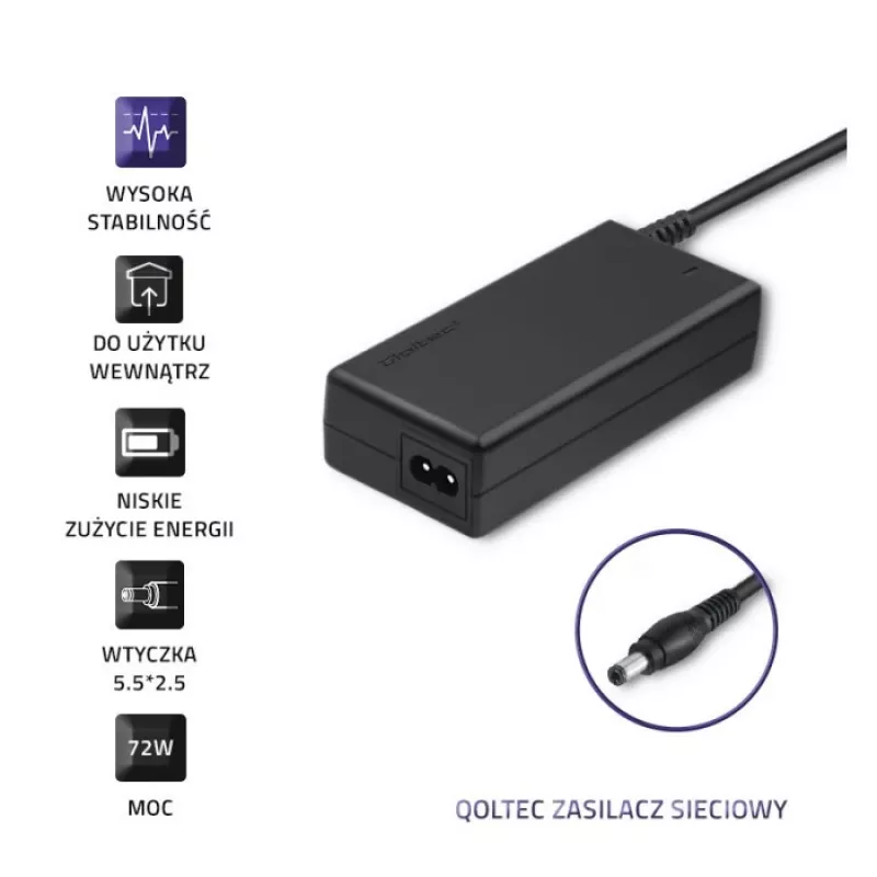 QOLTEC AC adapteris 72W 12V 6A 5.5*2.5
